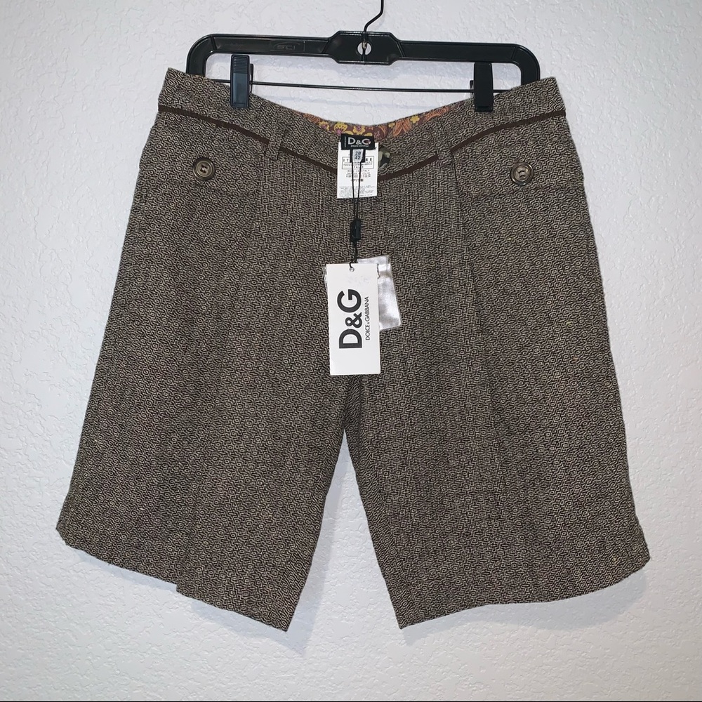 New Dolce & Gabbana D&G Brown Wool Blend Woman Bermuda Shorts Size 42 NWT